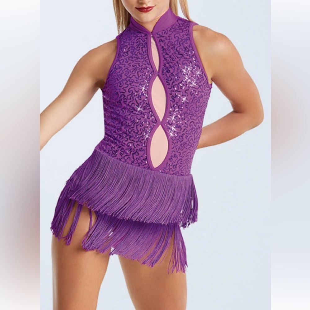 Balera Keyhole Back Fringe Skirt Purple‎ Costume